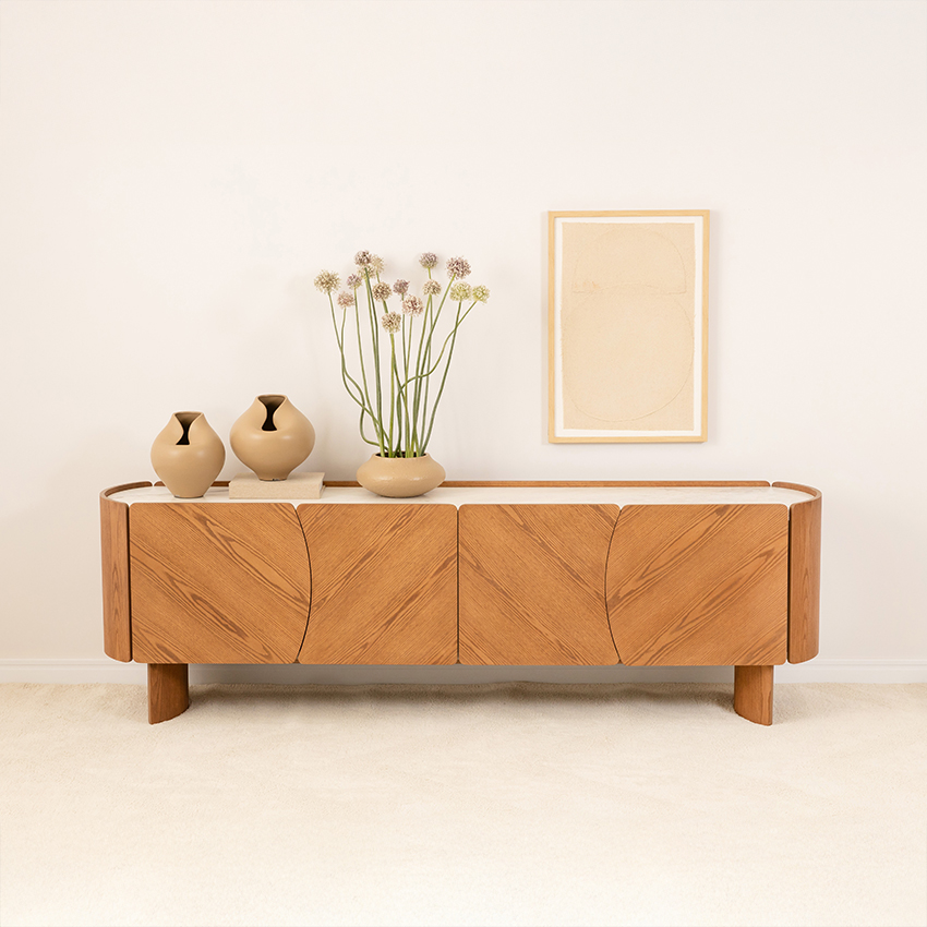 buffet atlas ambientado com tampo marmore